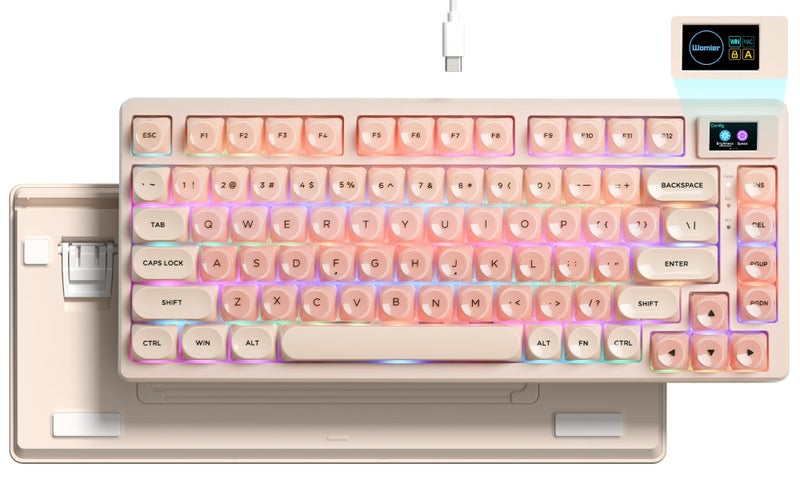 Womier SK80 75 Foundation Mechanical Gaming Keyboard with Color Multimedia Display Pink Creamy Keyboards Jelly Keycaps Hot Swappable RGB Wired Key Board Prelubed POM Switch for MacWin Pink - Image 2