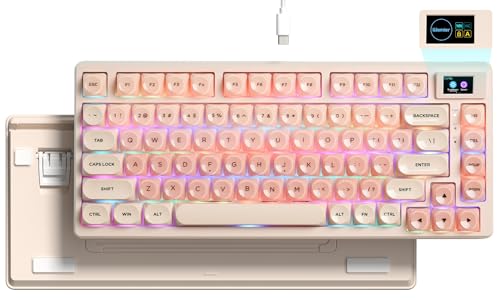 Womier SK80 75 Foundation Mechanical Gaming Keyboard with Color Multimedia Display Pink Creamy Keyboards Jelly Keycaps Hot Swappable RGB Wired Key Board Prelubed POM Switch for MacWin Pink - Image 1