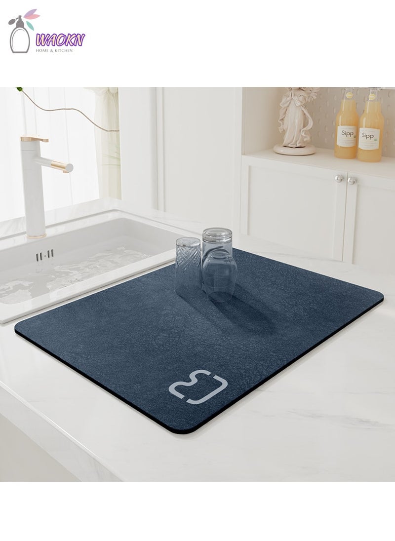 WAOKN Coffee Machine Absorbent Mat, Kitchen Bowl Bar Drain Mat, Cup Drying Mat, Table Top Leave-In Insulation Mat  - Image 1