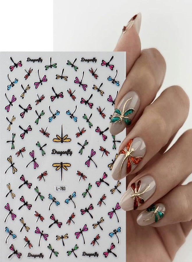 BYJKYEN Insect Nail Stickers for Nail Art 6 Sheets Nail Art Stickers with Colorful Butterflies Spiders Dragonflies Ladybug Design 3D Self Adhesive Nail Decals for Women Spring Summer DIY Manicure - Image 2