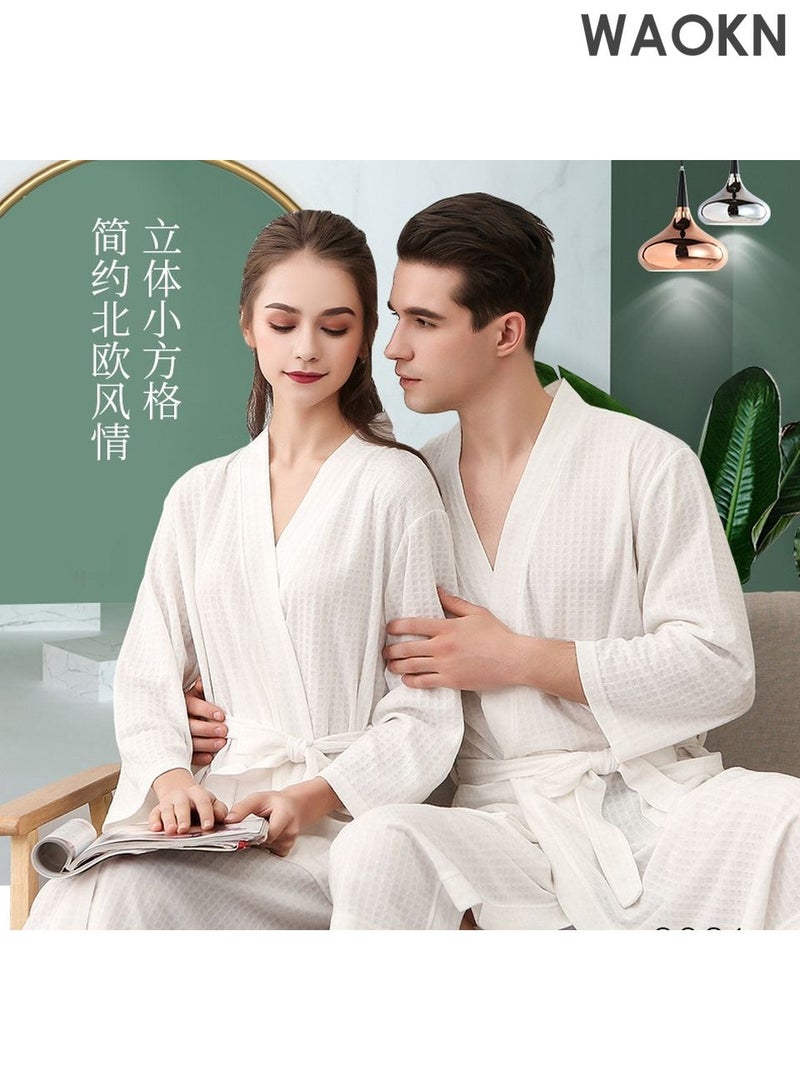 WAOKN Premium Waffle Weave Kimono Bathrobe for Adults -, Light Super Absorbent Kimono Robes, Skin-friendly Home Clothes, Nightgown Suitable for Bathroom Hotel Resort Spa Swimming,Luxurious & AbsorbentSoft Shine Pockets, Luxury Hotel & Spa Bath Robe, Unisex for After Shower or Swimming (Bathrobe, Shower Robe) - Image 5