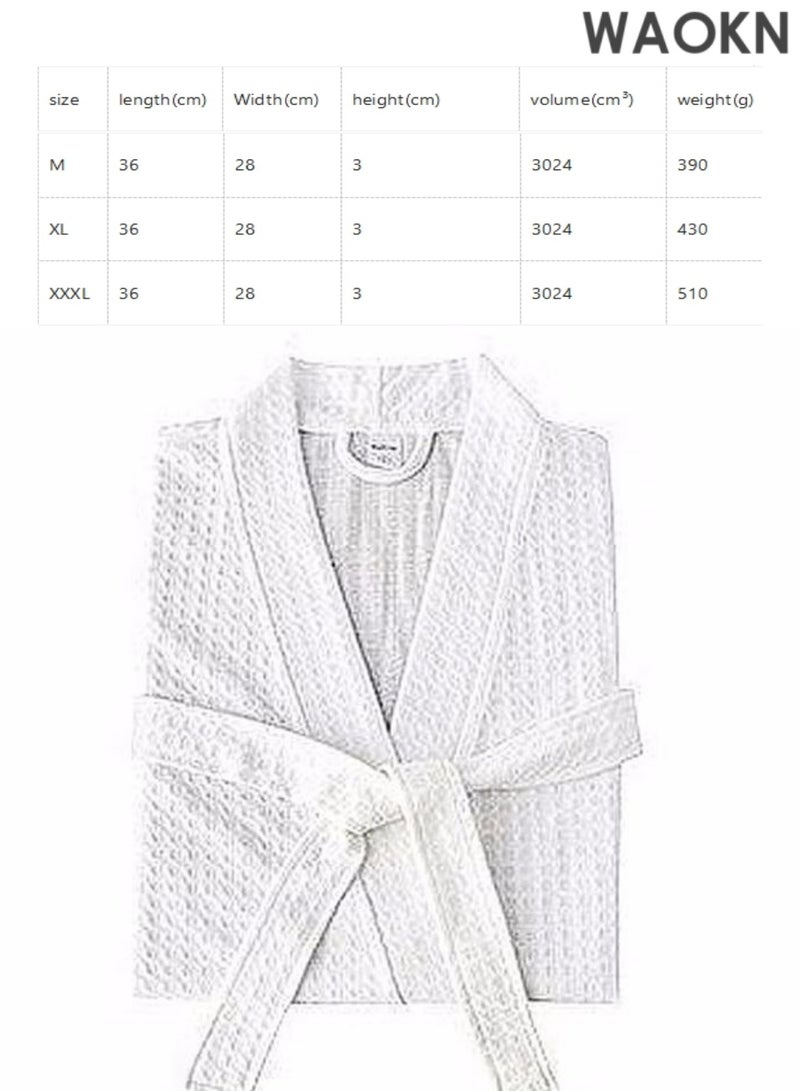 WAOKN Premium Waffle Weave Kimono Bathrobe for Adults -, Light Super Absorbent Kimono Robes, Skin-friendly Home Clothes, Nightgown Suitable for Bathroom Hotel Resort Spa Swimming,Luxurious & AbsorbentSoft Shine Pockets, Luxury Hotel & Spa Bath Robe, Unisex for After Shower or Swimming (Bathrobe, Shower Robe) - Image 2