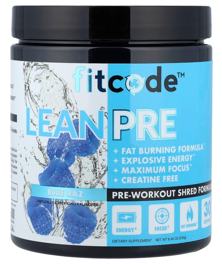 fitcode LeanPre Pre-Workout Shred Formula Blue Raz 8.46 oz (240 g)
