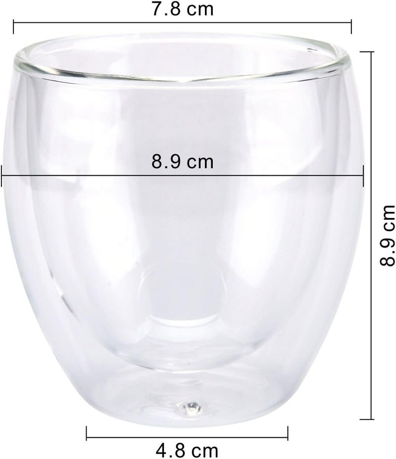 Baskety Glass Coffee or Tea Mugs Drinking Glasses Double Wall Thermal Insulated Cups 250ML, Espresso Latte Cappuccino Stackable Glassware. (Pack of 1) - Image 2