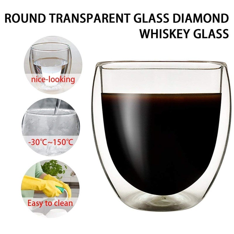 Baskety Glass Coffee or Tea Mugs Drinking Glasses Double Wall Thermal Insulated Cups 250ML, Espresso Latte Cappuccino Stackable Glassware. (Pack of 1) - Image 4