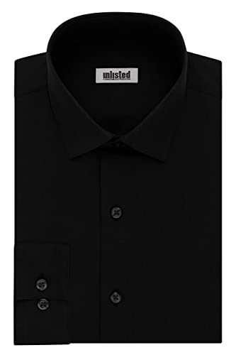 Kenneth Cole Unlisted by Kenneth Cole mens Slim Fit Solid Dress Shirt, Black, 18 -18.5 Neck 34 -35 Sleeve US - Image 3
