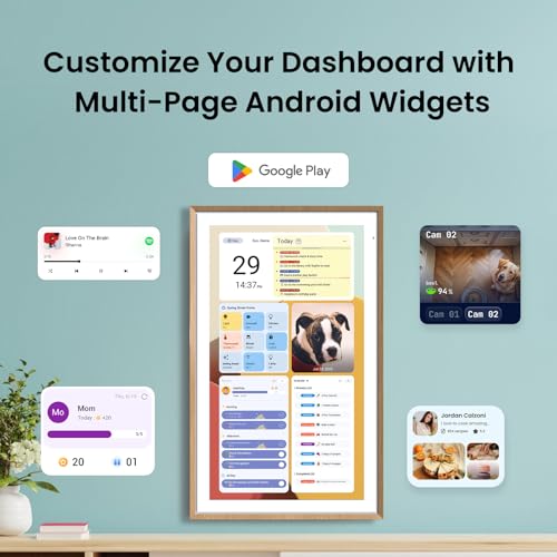 Apolosign 21.5-inch Digital Calendar : Dual Mode Smart Wall Planner, No Subscription, Install Apps, Sync Calendars, Electronic Touchscreen Interactive Display for Family Schedules, Chore Chart (Teak) - Image 2