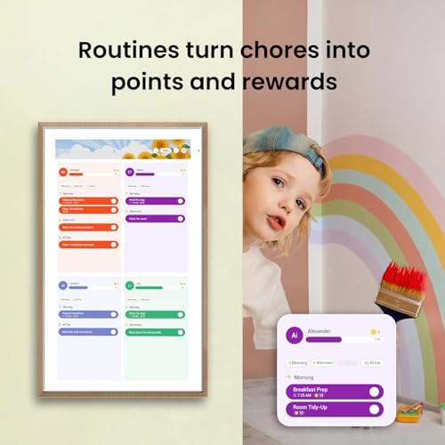 Apolosign 21.5-inch Digital Calendar : Dual Mode Smart Wall Planner, No Subscription, Install Apps, Sync Calendars, Electronic Touchscreen Interactive Display for Family Schedules, Chore Chart (Teak) - Image 4