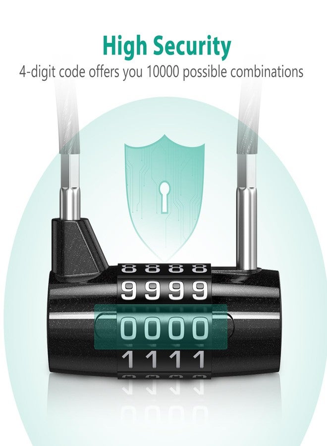 ORIA Long Shackle Combination Lock, 4.41x2.13x0.71'' Cable Lock, 4 Digit Resettable Padlock, Waterproof Gate Locks for Outdoor Fence, Steel Cable Padlock for Gym School Locker Bike - Image 5