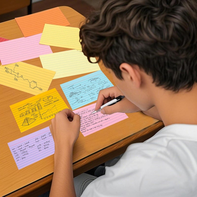 Koogel 1200PCS Index Cards 3x5, Colored Ruled Index Cards Bulk for Back To School, Heavy Notecards Memo Scratch Pad for Studying Teachers Classroom Note Taking Office College Supplies, 12 Colors - Image 5