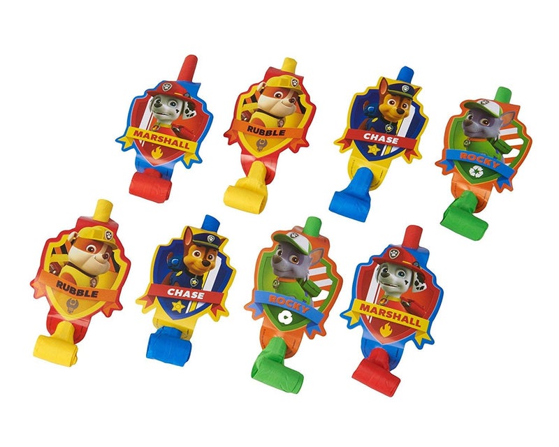 Amscan Paw Patrol Multicolor Party Blowouts - 5", 8 Pieces - Perfect Birthday Party Favors for Kids - Image 1