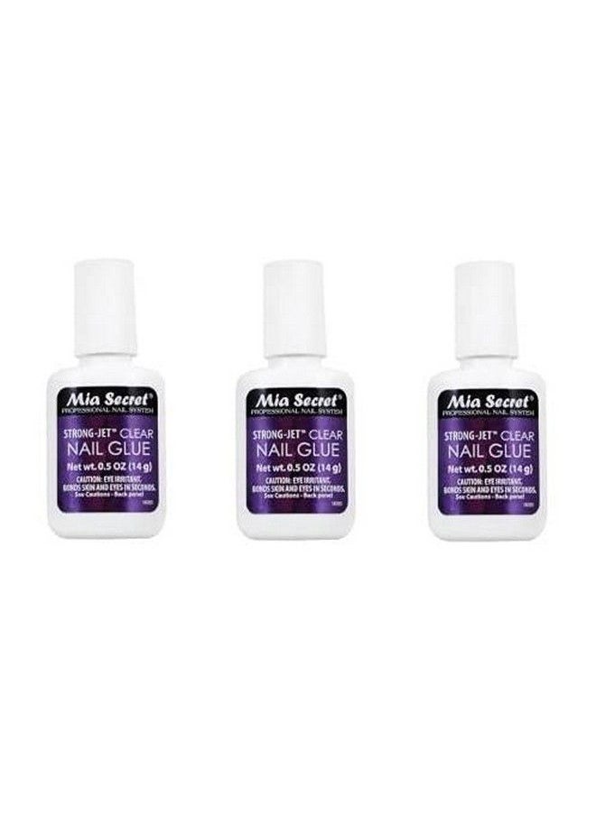 MIA SECRET Strongjet Clear Nail Glue Brushon Glue 1/2 Oz (335) X 3  - Image 3