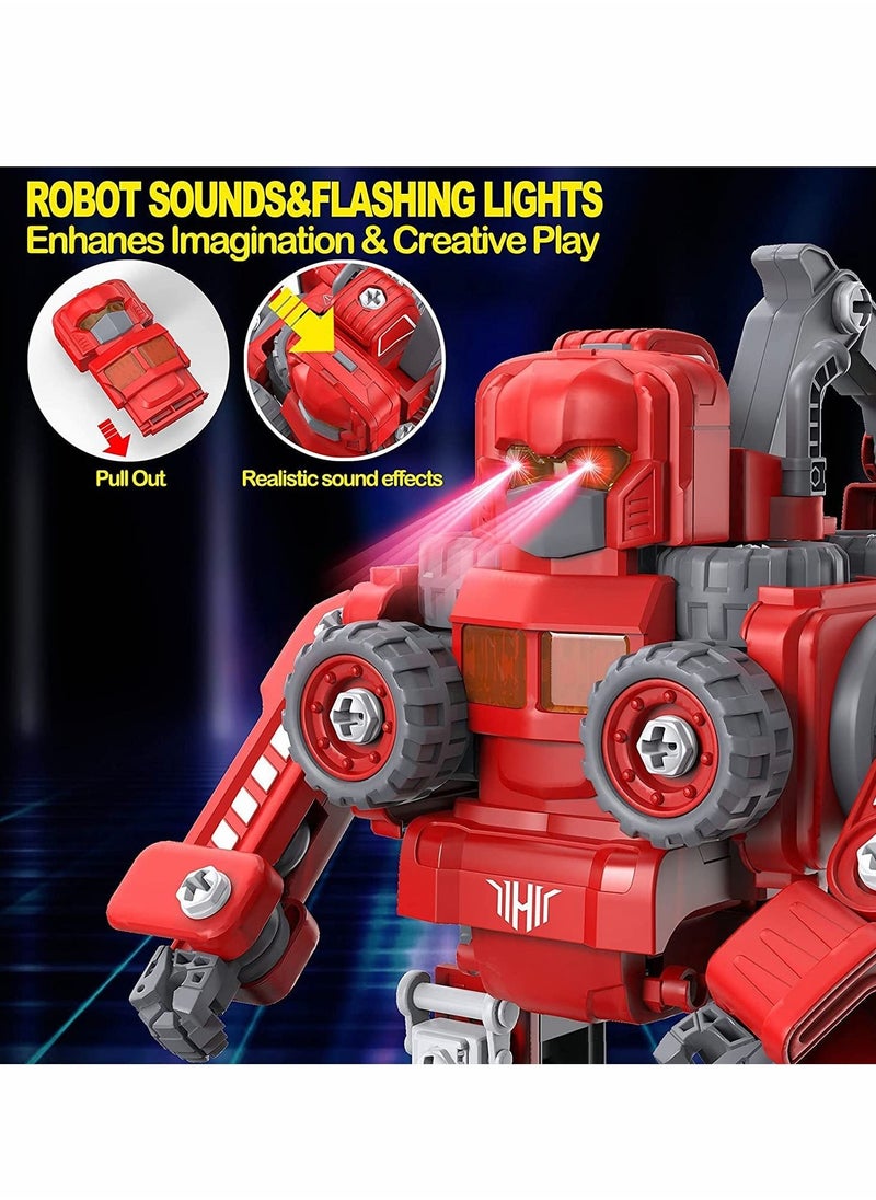 PYEBE - Fire Truck Toy Take Apart Robot Transformer Toys Set 5 in 1 Construction Toys Combine Robot - Image 1