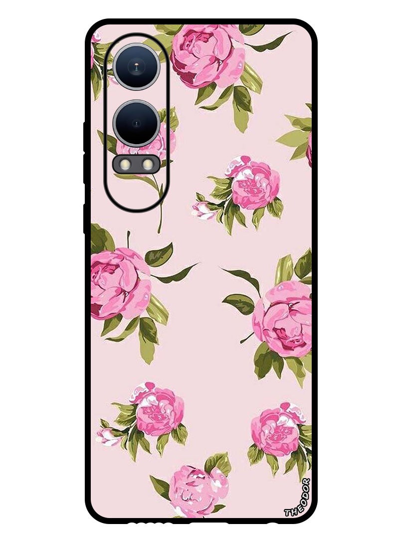Theodor Protective Case Anti Scratch Shock Proof Bumper Cover For Oppo K12x (China) Hand Painting Pink Flower - Image 1