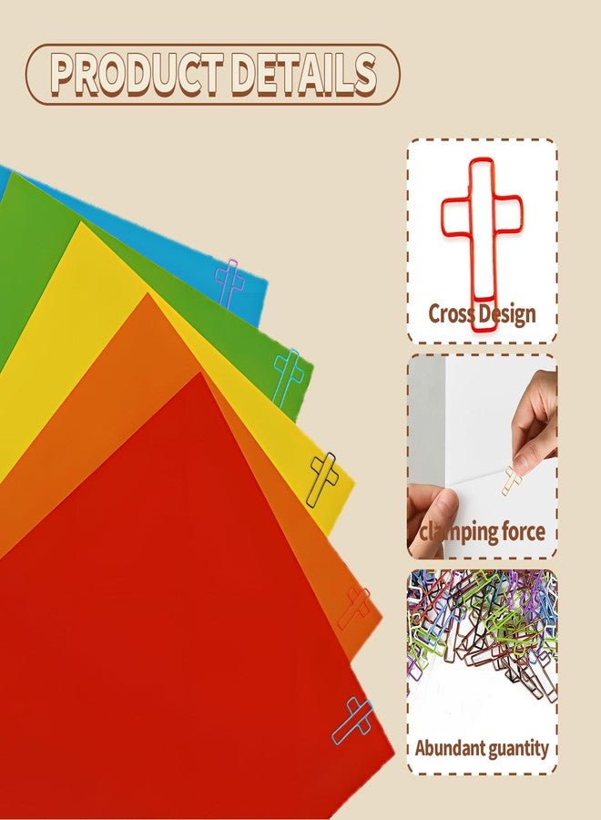 Creztail 50PCS Bible Paperclips – Cross-Shaped PET Coated Paper Clips, Christian Bookmark for Bible Journaling, Planner, Office Use – Multicolored Cute Faith Gift - Image 3