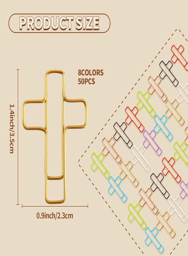 Creztail 50PCS Bible Paperclips – Cross-Shaped PET Coated Paper Clips, Christian Bookmark for Bible Journaling, Planner, Office Use – Multicolored Cute Faith Gift - Image 2