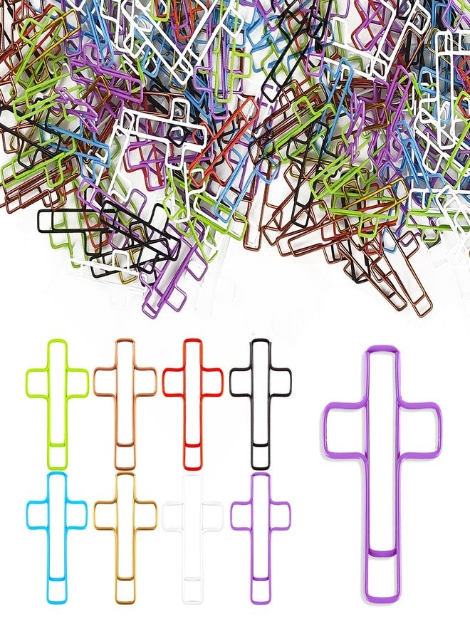Creztail 50PCS Bible Paperclips – Cross-Shaped PET Coated Paper Clips, Christian Bookmark for Bible Journaling, Planner, Office Use – Multicolored Cute Faith Gift - Image 1