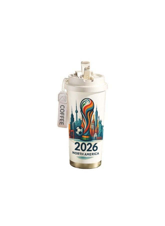 FIFA 520ml World Cup Printed Stainless Steel Insulated Water Bottle Double Wall Vacuum Thermal Flask Leakproof Cup for Hot & Cold Drinks - Image 1
