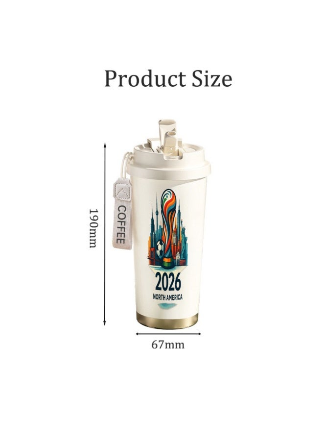 FIFA 520ml World Cup Printed Stainless Steel Insulated Water Bottle Double Wall Vacuum Thermal Flask Leakproof Cup for Hot & Cold Drinks - Image 2