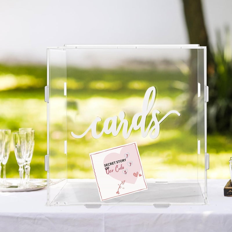 TPGP GENMOUS 10.5" Acrylic Wedding Card Box with Lid - Large Gift Card Box for Events - Image 1