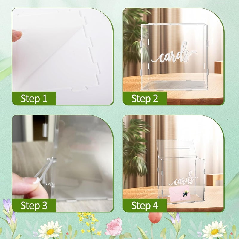 TPGP GENMOUS 10.5" Acrylic Wedding Card Box with Lid - Large Gift Card Box for Events - Image 5