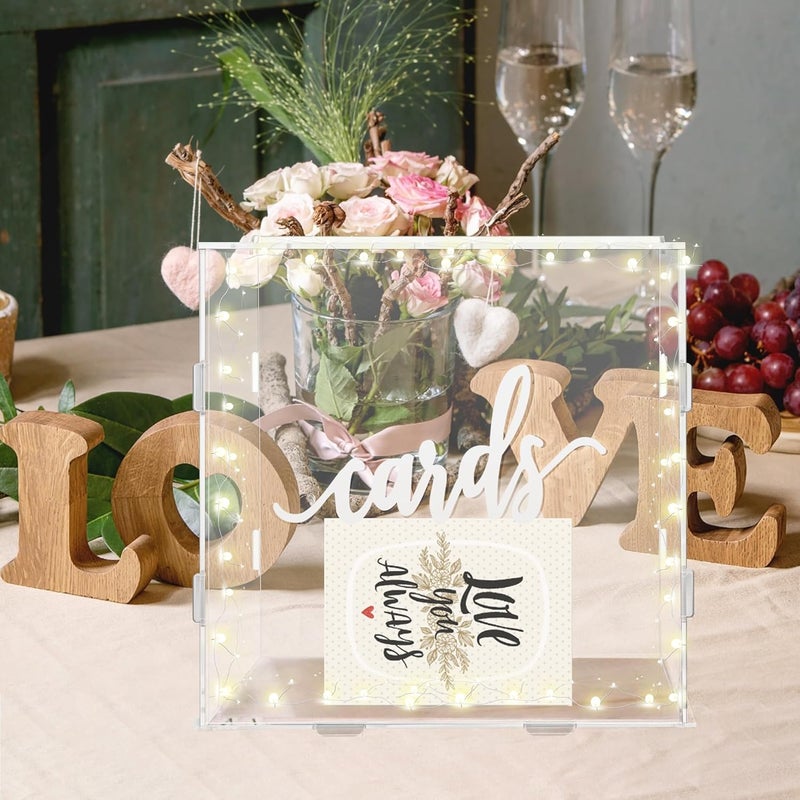 TPGP GENMOUS 10.5" Acrylic Wedding Card Box with Lid - Large Gift Card Box for Events - Image 3