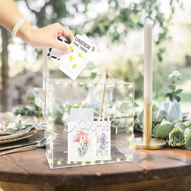 TPGP GENMOUS 10.5" Acrylic Wedding Card Box with Lid - Large Gift Card Box for Events - Image 4