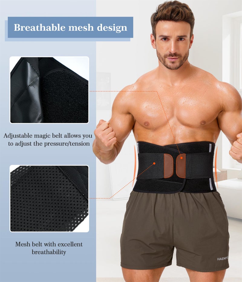 TAILONG Neoprene Waist Trimmer Ab Belt for Men Waist Trainer for Women Corset Slimming Body Shaper Workout Sauna Hot Sweat Band (Black with Band, M) - Image 3