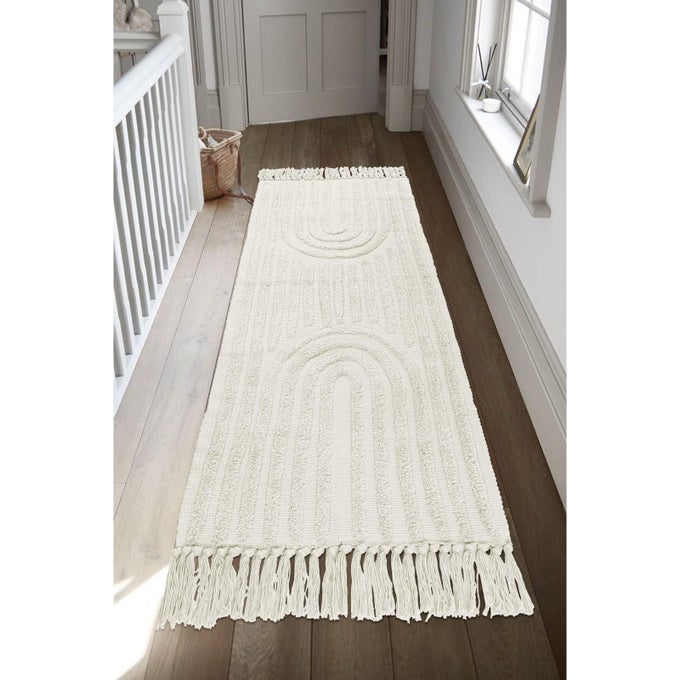 RUNNER RUG 26X10FT HAND WOVEN LIVING ROOM KITCHEN RUNNER BOHO DINING ROOM MAT RAINBOW BEDSIDE MAT COTTON TASSEL AREA RUG MACHINE WASHABLE PERFECT FOR PLAYROOM ENTRYWAY HALLWAY