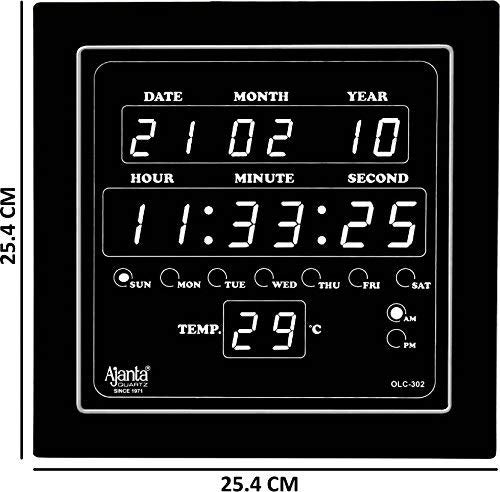 Ajanta Quartz OLC - 302 Plastic Abstract Digital LED Square Wall Clock (White, 25.4 cm x 25.4 cm x 3.5 cm) - Image 2