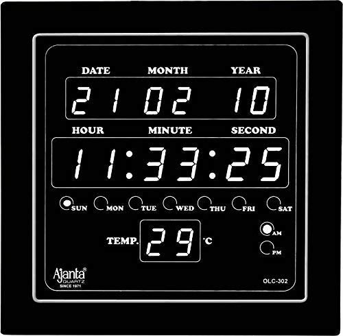 Ajanta Quartz OLC - 302 Plastic Abstract Digital LED Square Wall Clock (White, 25.4 cm x 25.4 cm x 3.5 cm) - Image 1
