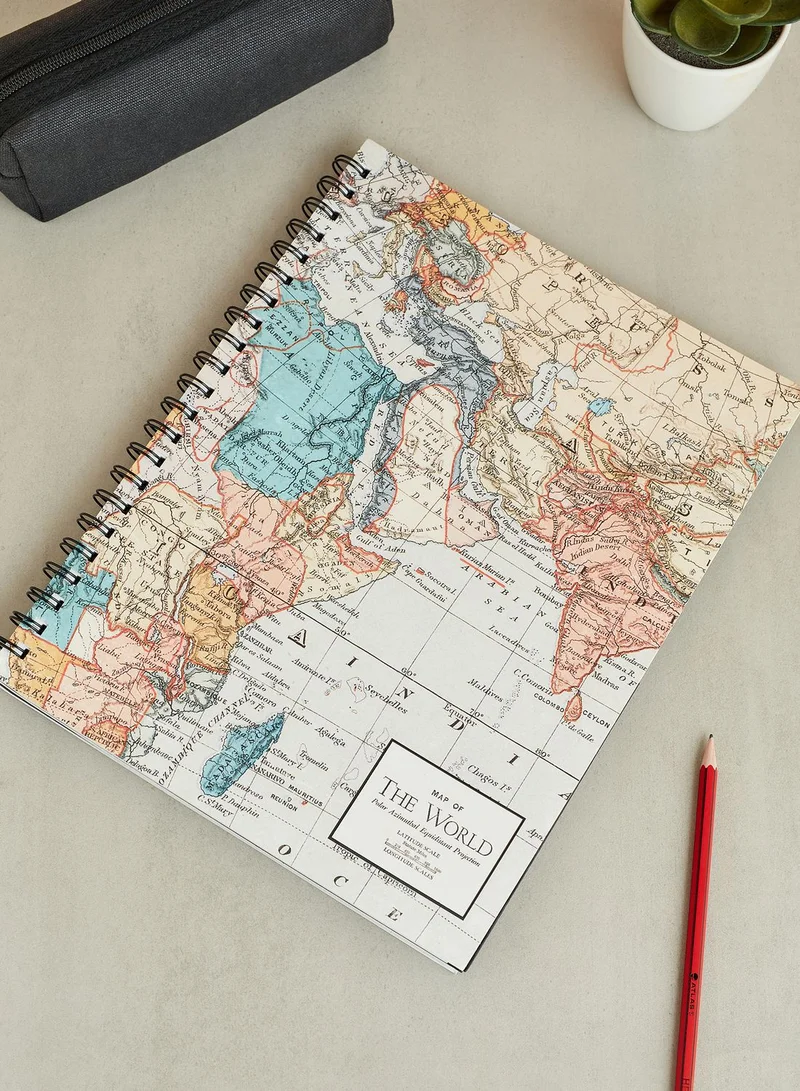 Typo A4 World Map Campus Notebook