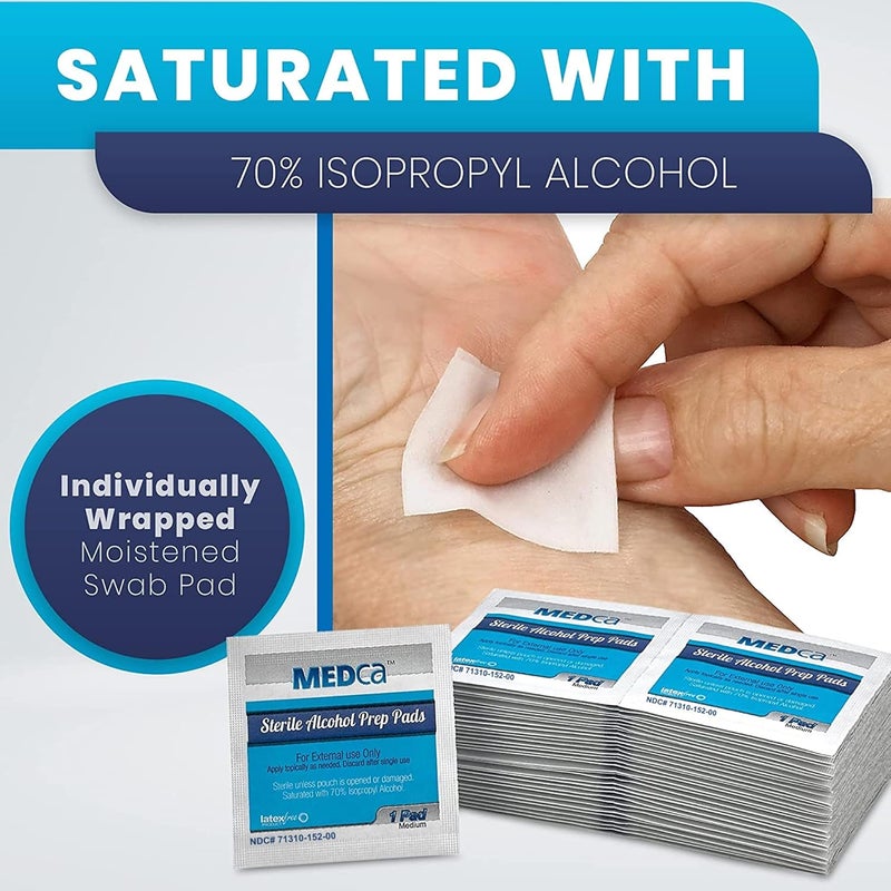 MEDca Alcohol Prep Pads, Sterile, Medium, 2-Ply Cotton Gauze - Individually Wrapped (100 Count) - Image 3