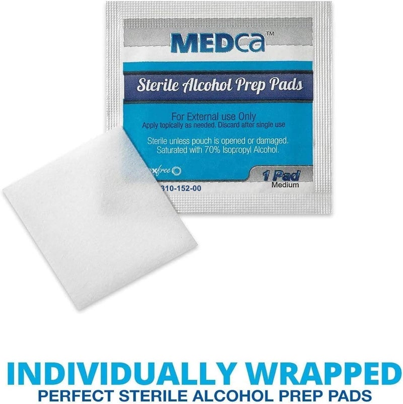 MEDca Alcohol Prep Pads, Sterile, Medium, 2-Ply Cotton Gauze - Individually Wrapped (100 Count) - Image 2