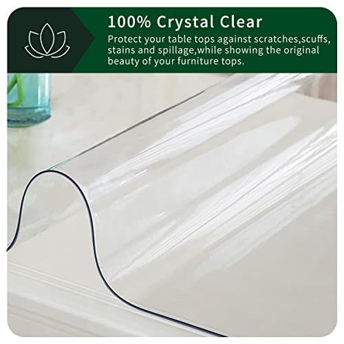 FEHAONST Small Clear PVC Table Cover Protector Transparent Plastic Tablecloth Waterproof Vinyl Table Top Protector for Side End Table Dresser Heat Resistant Non-Slip 8x48 Inch Rectangular Crystal Desk Pad Mat - Image 5