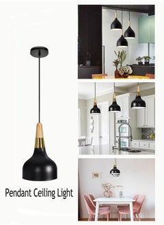 European Style Chandelier, Simple Decorative Chandelier, Modern Nordic Style Ceiling Lamp, Adjustable Chandelier, Wooden Handle Iron Lampshade Chandelier, Suitable For Dining Room, Bedroom, Living Room, Kitchen, Cafe, Bar, Etc.