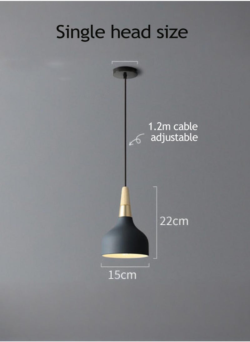 Generic - European Style Chandelier, Simple Decorative Chandelier, Modern Nordic Style Ceiling Lamp, Adjustable Chandelier, Wooden Handle Iron Lampshade Chandelier, Suitable For Dining Room, Bedroom, Living Room, Kitchen, Cafe, Bar, Etc. - Image 1