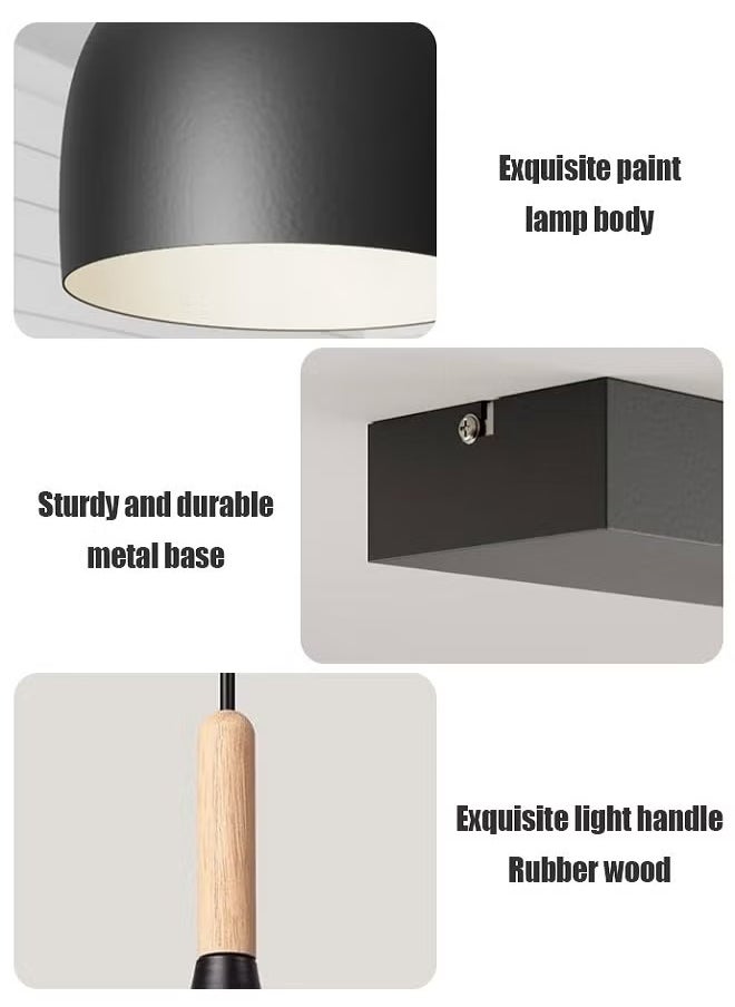 Generic - European Style Chandelier, Simple Decorative Chandelier, Modern Nordic Style Ceiling Lamp, Adjustable Chandelier, Wooden Handle Iron Lampshade Chandelier, Suitable For Dining Room, Bedroom, Living Room, Kitchen, Cafe, Bar, Etc. - Image 1