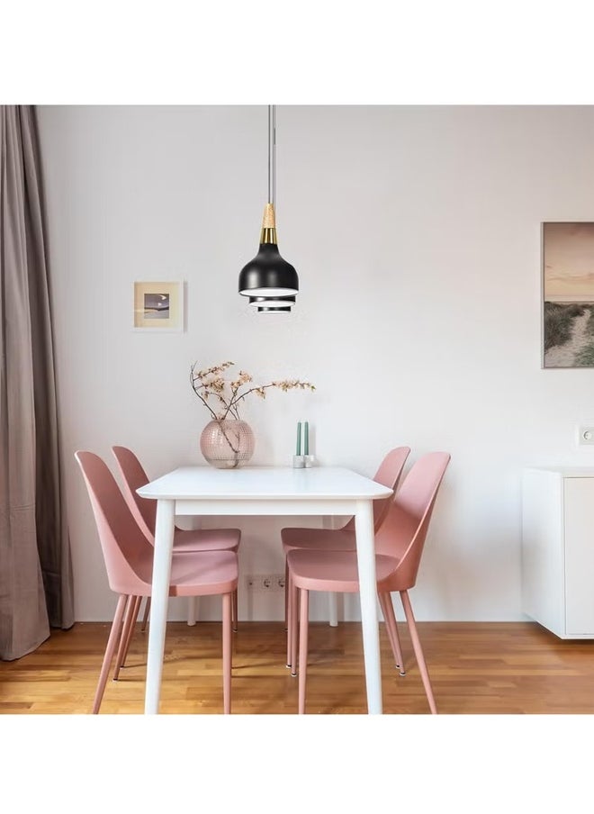 Generic - European Style Chandelier, Simple Decorative Chandelier, Modern Nordic Style Ceiling Lamp, Adjustable Chandelier, Wooden Handle Iron Lampshade Chandelier, Suitable For Dining Room, Bedroom, Living Room, Kitchen, Cafe, Bar, Etc. - Image 1