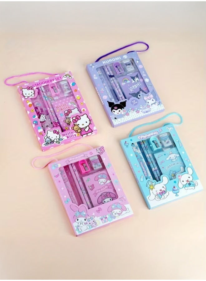 Crazy Boss Cute Pink Cartoon Stationery Gift Set for Kids | Complete School Supplies Kit | Pencil, Sharpener, Notebook & Accessories - Image 3