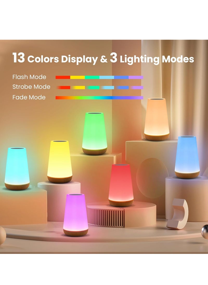 Remote Control Touch Night Light, Dimmable Touch Light for Bedroom, Portable Table Lamp, 5 Brightness Levels, 13 RGB Colors, Night Light for Baby's Room and Bathroom  - Image 2