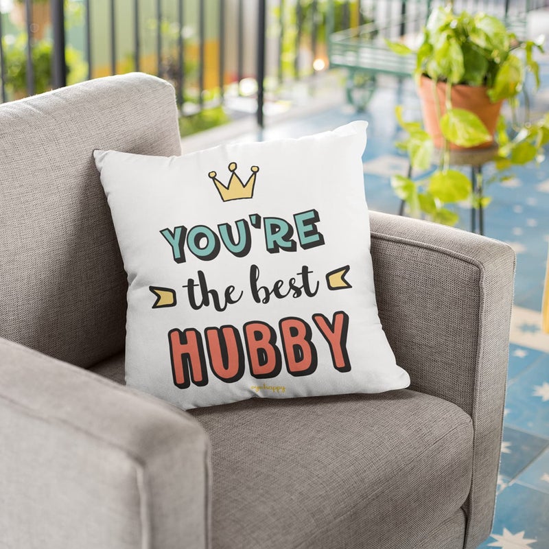 Oye Happy Youre The Best Husband Cushion with Filler 12 x 12 inches Best Gift for Husband on AnniversaryBirthday - Image 4