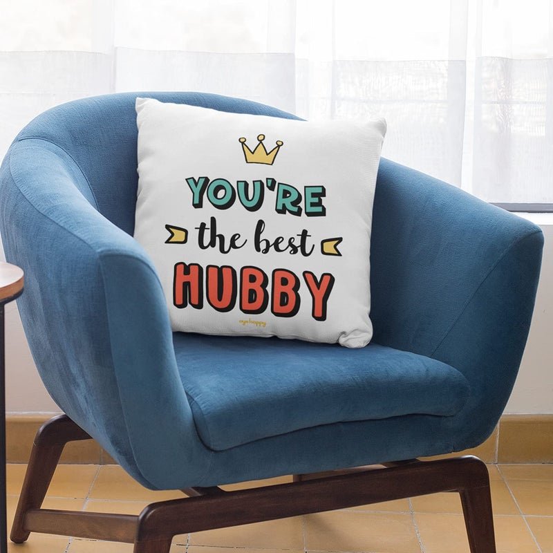 Oye Happy Youre The Best Husband Cushion with Filler 12 x 12 inches Best Gift for Husband on AnniversaryBirthday - Image 2