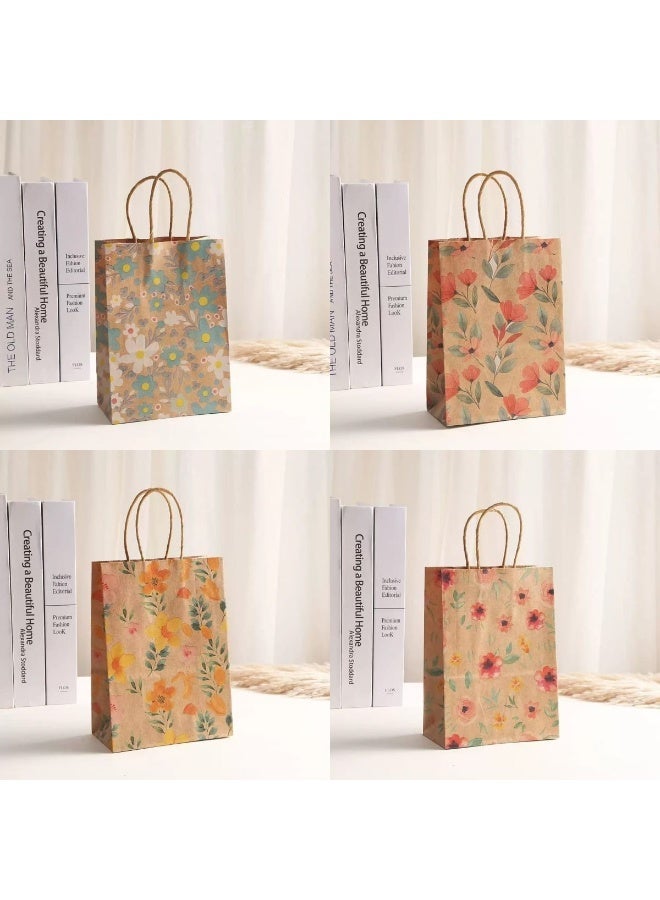 Mitoy 20 Pcs Gift Bags, 21*15*8CM Floral kraft paper shopping bag, for Weddings, Valentines, Party Favor, Birthday Baby Showe - Image 2