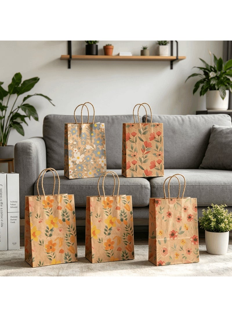 Mitoy 20 Pcs Gift Bags, 21*15*8CM Floral kraft paper shopping bag, for Weddings, Valentines, Party Favor, Birthday Baby Showe - Image 4
