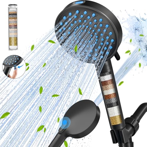 Cobbe Filtered Shower Head with Handheld, High Pressure 7-mode Showerhead with Filters for Hard Water - Remove Chlorine - Reduces Dry Itchy Skin, Patented Paddle Shift Design, Black - Image 1