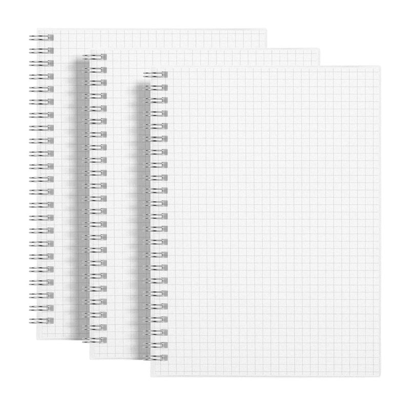 COI مجموعة دفاتر ملاحظات A5 مع غلاف سلكي من 3 – 480 صفحة، ورق شبكي/مربعات 100 GSM خالي من التلطيخ – غلاف شفاف متين، خالي من الأحماض، 360° قابل للطي – مثالي للرسم، والتخطيط، وتدوين الملاحظات - Image 1