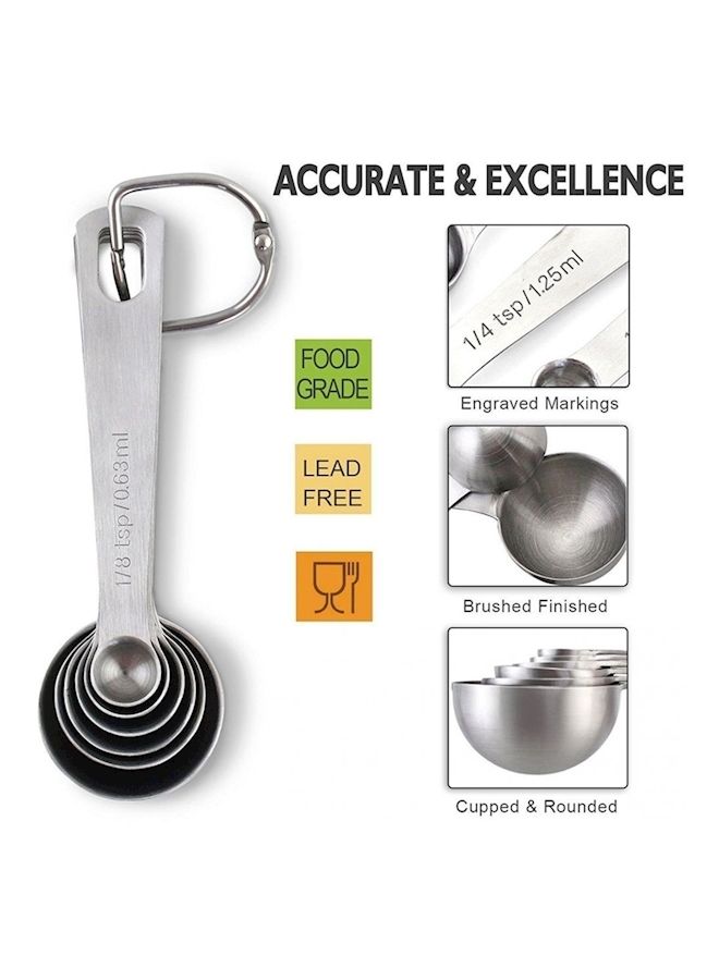 NIBEMINENT 6-Piece Measuring Spoon Set With D-Ring Holder Silver - Image 4