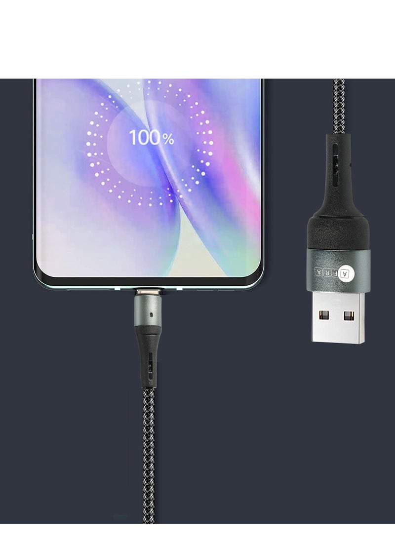 AFRA AFRA  USB Charging Cable, 2.4A, Nylon-Braided Jacket, With Data Transmission, USB A to Type C, 1 meter length, Durable, Tangle Free, Auto-Disconnect Function, LED Indicator  - Image 2
