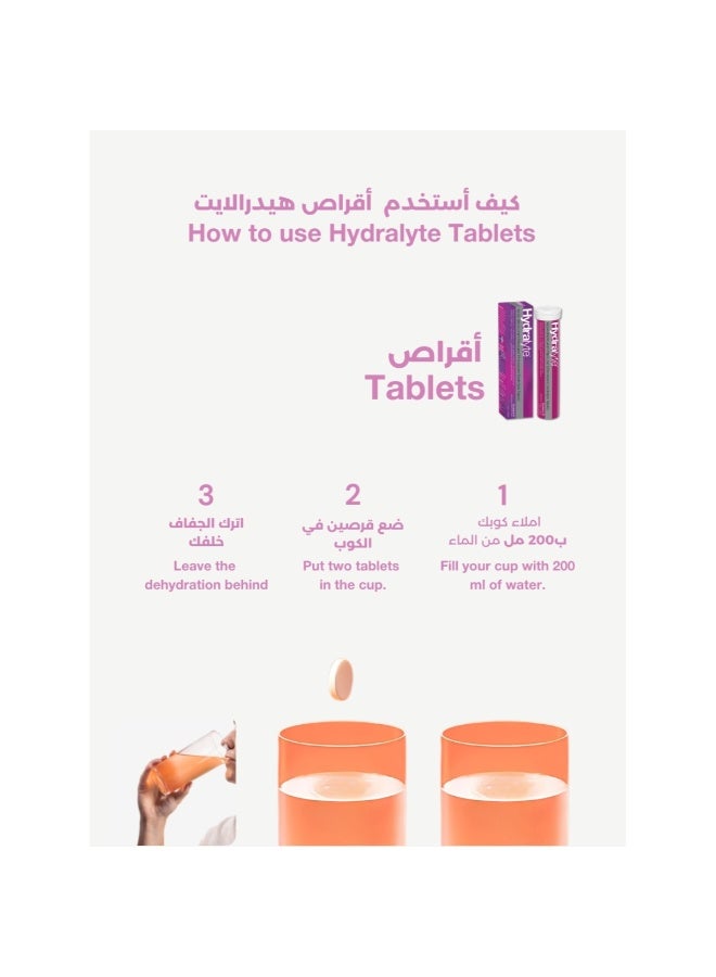 هيدراليت هيدرالايت فوار لمعالجة الجفاف بنكهة التفاح والكشمش - 20 قرص - Image 2